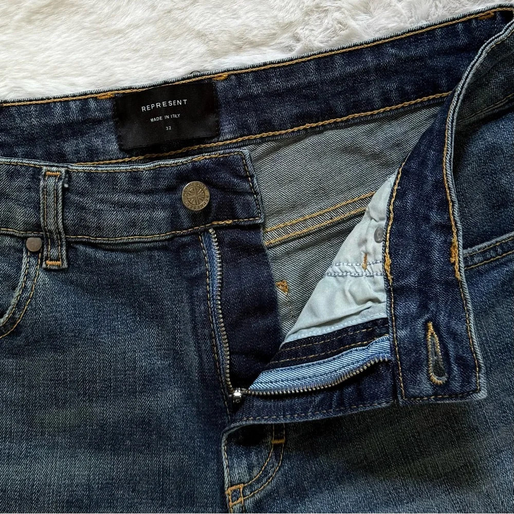 REPRESENT 32x31 Destroyer Denim Jeans in Rockstar Blue • Street Slim Skinny Fit - Picture 5 of 10